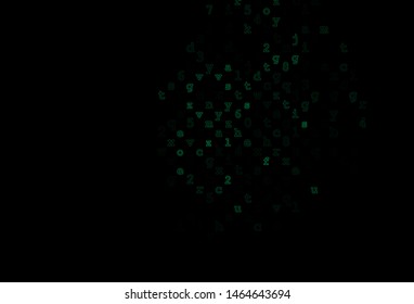 Dark Green vector background with signs of alphabet. Shining colorful illustration with isolated letters. Template can be used as a background for ads of typography.