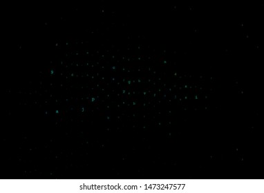 Dark Green vector background with signs of alphabet. Colored alphabet signs with gradient on white background. Pattern for booklets, leaflets of education.