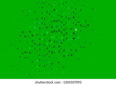 Dark Green vector background with signs of alphabet. Shining colorful illustration with isolated letters. Pattern for ads, poster, banner of books.
