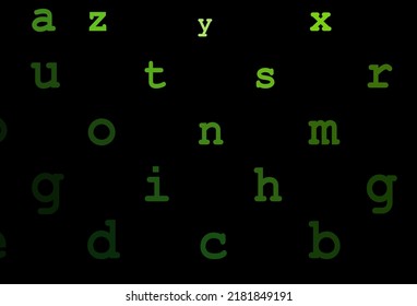 Dark green vector background with signs of alphabet. Abstract illustration with colored latin alphabet. Best design for your ad, poster, banner of college.