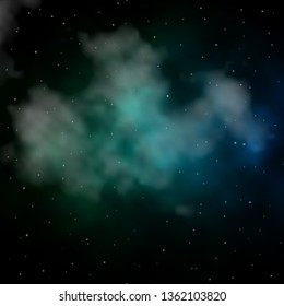 Dark Green vector background with small and big stars. Colorful illustration in abstract style with gradient stars. Pattern for new year ad, booklets.