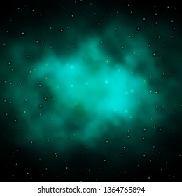 Dark Green vector background with small and big stars. Colorful illustration in abstract style with gradient stars. Pattern for websites, landing pages.