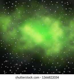 Dark Green vector background with small and big stars. Colorful illustration in abstract style with gradient stars. Theme for cell phones.