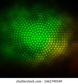 Dark Green vector background with small and big stars. Shining colorful illustration with small and big stars. Pattern for wrapping gifts.