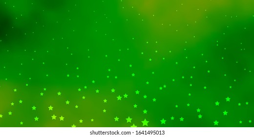 Dark Green vector background with small and big stars. Modern geometric abstract illustration with stars. Pattern for wrapping gifts.