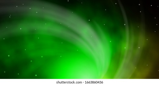 Dark Green vector background with small and big stars. Decorative illustration with stars on abstract template. Pattern for wrapping gifts.