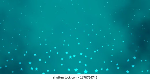 Dark Green vector background with small and big stars. Colorful illustration with abstract gradient stars. Theme for cell phones.