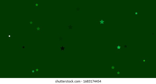 Dark Green vector background with small and big stars. Blur decorative design in simple style with stars. Pattern for websites, landing pages.