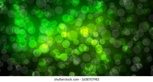 Dark Green vector background with spots. Glitter abstract illustration with colorful drops. Pattern for websites.