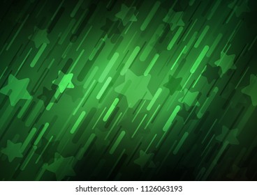 Dark Green vector background with straight lines. Glitter abstract illustration with colored sticks. The pattern can be used as ads, poster, banner for commercial.