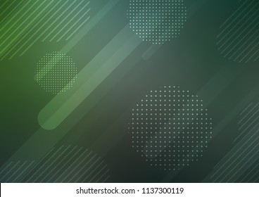 Dark Green vector background with straight lines and dots. Blurred decorative design in simple style with lines, circles. The pattern can be used as ads, poster, banner for commercial.
