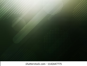 Dark Green vector background with straight lines and dots. Glitter abstract illustration with colored sticks, dots. Smart design for your business advert.