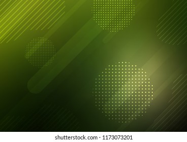 Dark Green vector background with straight lines and dots. Decorative shining illustration with lines, dots on abstract template. The pattern can be used as ads, poster, banner for commercial.