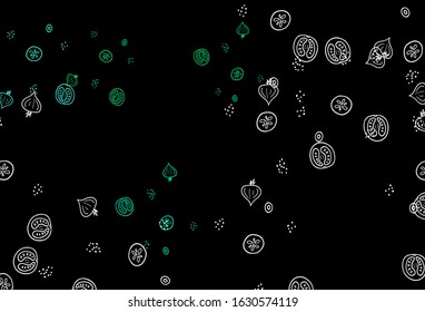 Dark Green vector background with tasty food. Beautiful colorful illustration with food in doodle style. Pattern for ad, booklets, leaflets of restaurants.