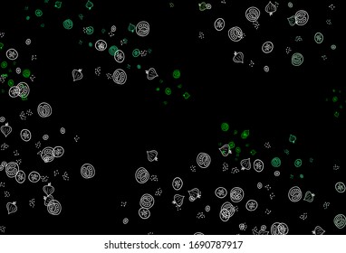 Dark Green vector background with tasty food. Abstract background with colorful Fast Food illustrations. Pattern for ads of breakfast, lunch, dinner.