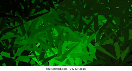 Fondo de Vector verde oscuro con triángulos. Ilustración de material de Web con triángulos abstractos coloridos. Empieza a diseñar para inspirarte.