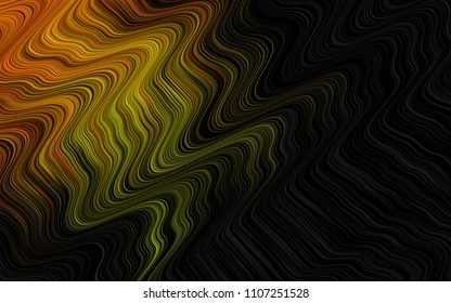 Dark Green vector background with wavy lines. Colorful abstract illustration with gradient lines. Textured wave pattern for backgrounds.