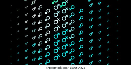 Dark Green vector background with woman symbols. Colorful illustration with gradient feminism shapes. Design for International Women’s Day.