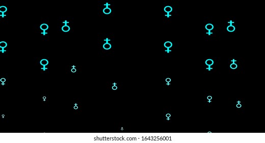 Dark Green vector background with woman symbols. Colorful illustration with gradient feminism shapes. Simple design for your web site.