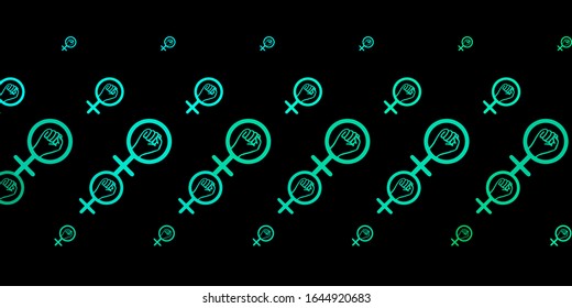 Dark Green vector background with woman symbols. Abstract illustration with a depiction of women's power. Design for International Women’s Day.