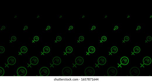 Dark Green vector background with woman symbols. Illustration with signs of women's strength and power. Simple design for your web site.