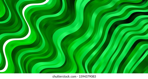 Dark Green vector background with wry lines. Colorful illustration in abstract style with bent lines. Template for your UI design.