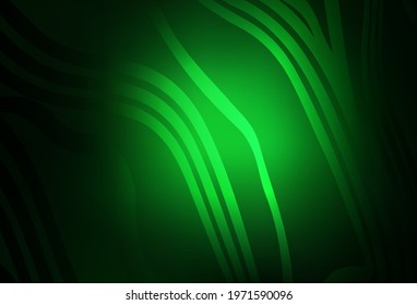 Dark Green vector background with wry lines. A circumflex abstract illustration with gradient. A sample for your ideas.