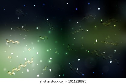Dark Green vector background with xmas confetti.