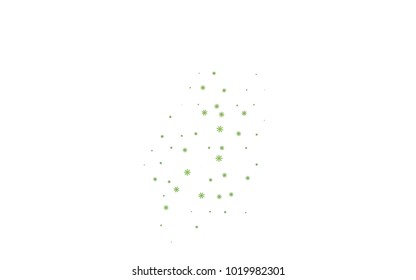 Dark Green vector background with xmas snowflakes. Snow on blurred abstract background with gradient. New year design for your business advert.