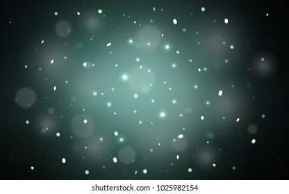 Dark Green vector background with xmas snowflakes. Decorative shining illustration with snow on abstract template. The template can be used as a new year background.