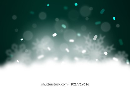 Dark Green vector background with xmas snowflakes. Blurred decorative design in xmas style with snow. New year design for your ad, poster, banner.