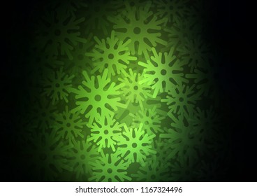 Dark Green vector background with xmas snowflakes. Blurred decorative design in xmas style with snow. The pattern can be used for year new  websites.