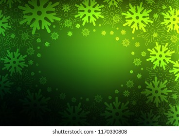 Dark Green vector background with xmas snowflakes. Modern geometrical abstract illustration with crystals of ice. The pattern can be used for new year ad, booklets.