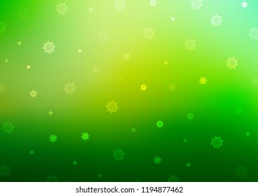 Dark Green vector background with xmas snowflakes. Shining colored illustration with snow in christmas style. New year design for your business advert.