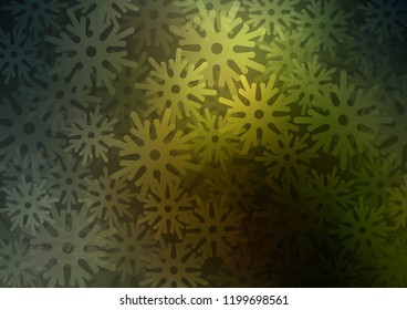Dark Green vector background with xmas snowflakes. Glitter abstract illustration with crystals of ice. The pattern can be used for year new  websites.