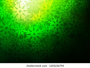 Dark Green vector background with xmas snowflakes. Modern geometrical abstract illustration with crystals of ice. New year design for your business advert.