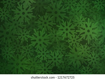 Dark Green vector background with xmas snowflakes. Glitter abstract illustration with crystals of ice. The pattern can be used for year new  websites.