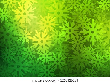 Dark Green vector background with xmas snowflakes. Shining colored illustration with snow in christmas style. The pattern can be used for new year leaflets.