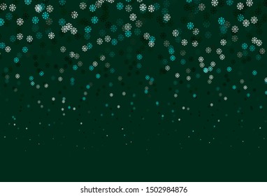 Dark Green vector background with xmas snowflakes. Modern geometrical abstract illustration with snowflakes. New year design for business advert.