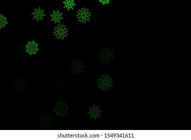 Dark Green vector background with xmas snowflakes. Glitter abstract illustration with crystals of ice. The pattern can be used for year new  websites.