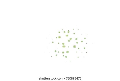 Dark Green vector background with xmas snowflakes. Snow on blurred abstract background with gradient. The template can be used as a new year background.