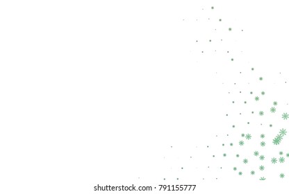 Dark Green vector background with xmas snowflakes. Shining colored illustration with snow in christmas style. The pattern can be used for new year leaflets.