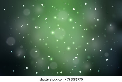 Dark Green vector background with xmas snowflakes. Blurred decorative design in xmas style with snow. The template can be used as a new year background.