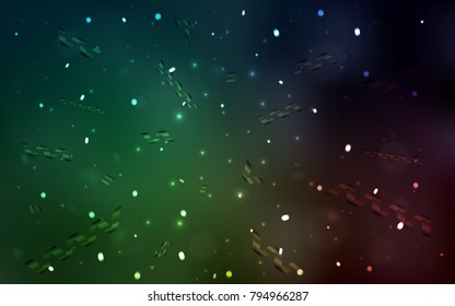 Dark Green vector background with xmas confetti. Confetti on blurred abstract background with colorful gradient. The template can be used as a background for postcards.