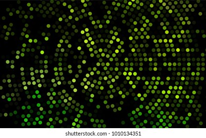 Dark Green vector banner with circles, spheres. Abstract spots. Background of Art bubbles in halftone style with colored gradient.