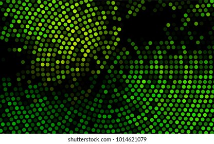 Dark Green vector banner with circles, spheres. Abstract spots. Background of Art bubbles in halftone style with colored gradient.