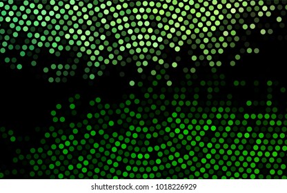 Dark Green vector banner with circles, spheres. Abstract spots. Background of Art bubbles in halftone style with colored gradient.