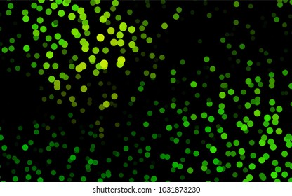 Dark Green vector banner with circles, spheres. Abstract spots. Background of Art bubbles in halftone style with colored gradient.