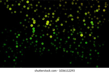 Dark Green vector banner with circles, spheres. Abstract spots. Background of Art bubbles in halftone style with colored gradient.