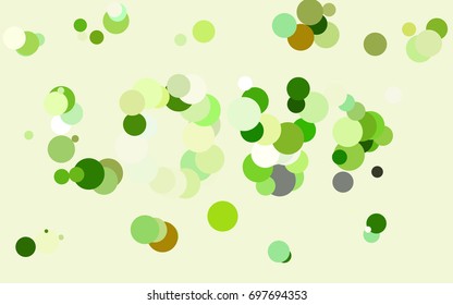 Dark Green vector banner with circles, spheres. Abstract spots. Background of Art bubbles in halftone style with colored gradient.